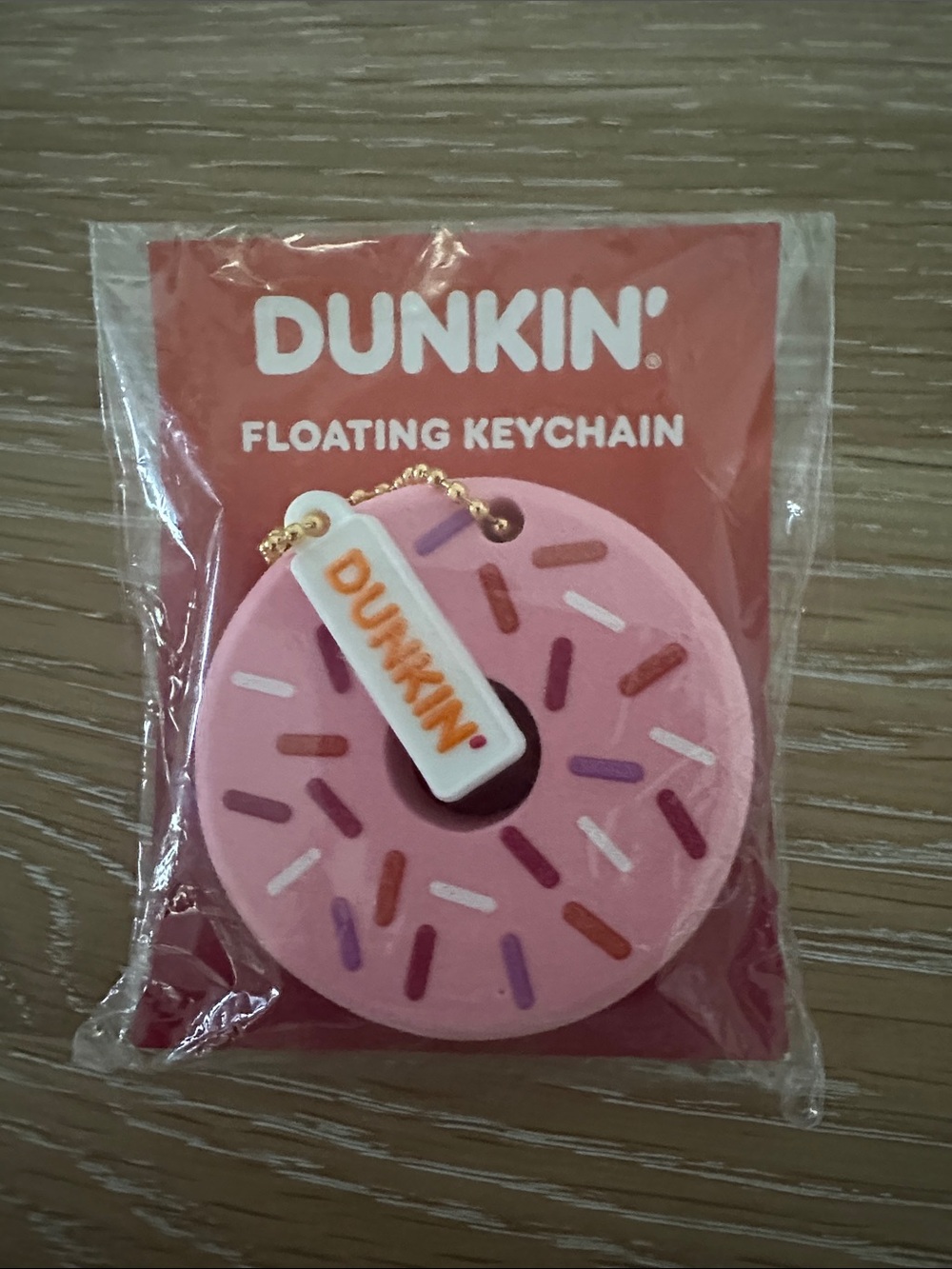 Dunkin® Pink Donut Floating Keychain with Sprinkles Charm